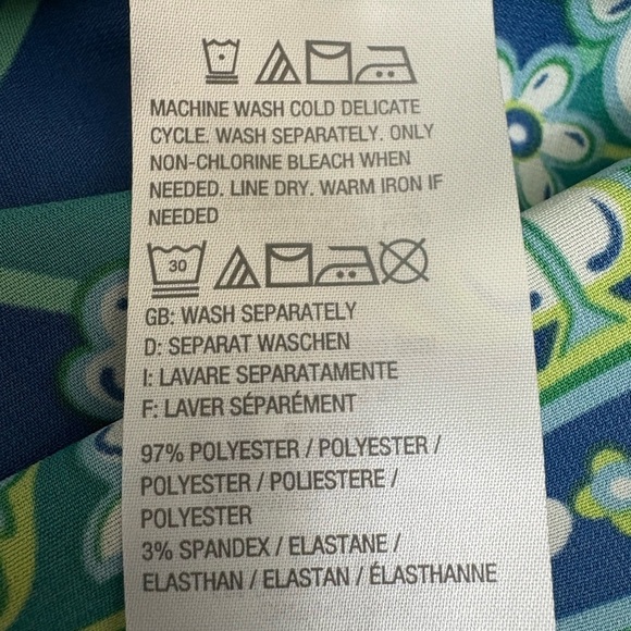 Bob Mackie Blues Green and White Wearable Art Button Front Blouse | Size Mediim - Picture 4 of 10